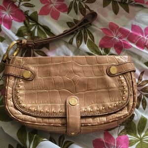 Cole Haan Brown Embossed Wristlet Clutch